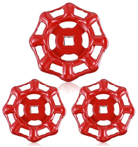 Wasserhahn-Griff für den Außenbereich, 3 Stück, runde Radgriffe, Ersatz für den Außenbereich, rostfrei, außen, 6 mm und 7 mm, Wasserventilteile, Rot (1 x groß 6,2 cm und 2 x kleine 5 cm) von ValueBargain