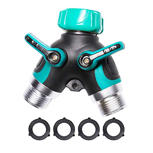 ValueHall 2-Wege-Verteiler Wasserverteiler Y Verteiler Wasserhahn Verteiler für Gartenschläuche Wasserdurchfluss Regulier und Absperrung 2-Wege-Schlauchteiler mit Bequemem Gummiertem Griff V7C06 von ValueHall