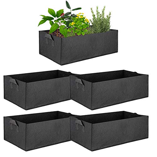 ValueHall Erhöhte Gartenbeete 5 Stück Rechteckiger Pflanzbeutel Atmungsaktivem Rechteck Pflanze wachsen Tasche aus Vliesstoff mit Griffe für Garten Kartoffel Obst Gemüse V8020A (M) von ValueHall