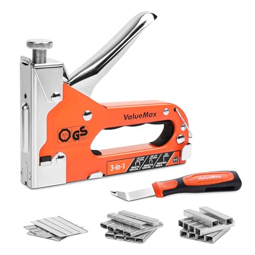 ValueMax 3-in-1 Handtacker Set mit 3000 Klammern -TÜV GS geprüft- Profi Tacker für Holz, Typ 140/28/8 leistungsstarker Tackerpistole mit einstellbarer Schusskraft für Dekoration, Möbel von ValueMax