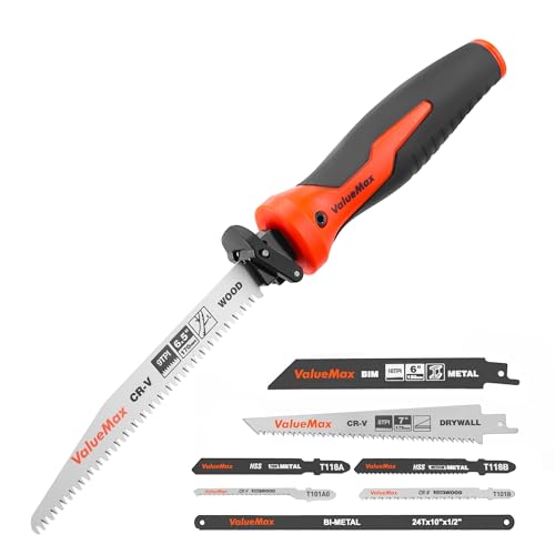 ValueMax Multifunktions-Handsäge 8-in-1, Sägehandgriff mit 8 Sägeblättern, Ergonomischem Griff, mit Sicherer Konstruktion, ideal zum Schneiden von Holz, Metall und Gipskarton von ValueMax