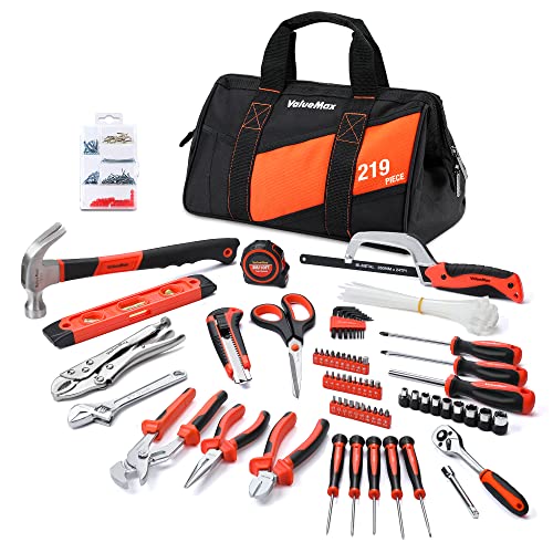 ValueMax Werkzeugset 219tlg, Werkzeugtasche bestückt, tägliche Werkzeuge, Werkzeugsatz für Haushalt, DIY, Heimwerker und Mechaniker bei Reparaturen zu Hause oder Profiarbeiten von ValueMax
