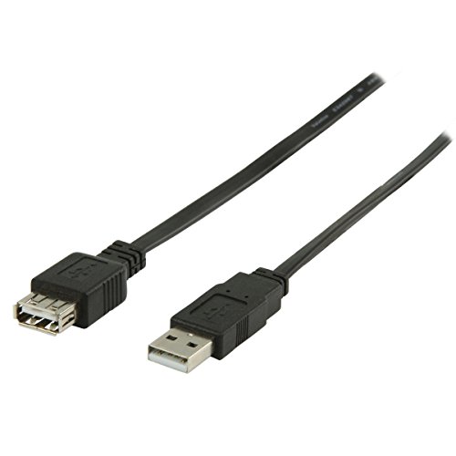 Valueline VLCP60015B10 USB 2.0 USB A Stecker auf USB A Kupplung Flaches Verlängerungskabel (1 m) von Valueline