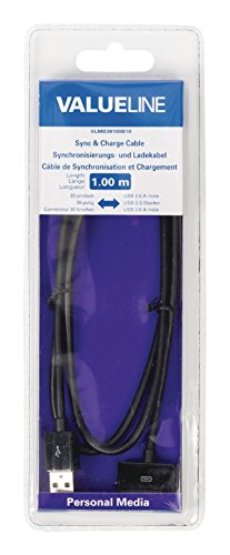 Valueline vlmb39100b10 1 m USB zu Apple 30-P schwarz – USB Kabel (1 m, USB A, Apple 30-P, Male Connector/Male Connector, schwarz, Kupfer) von Valueline