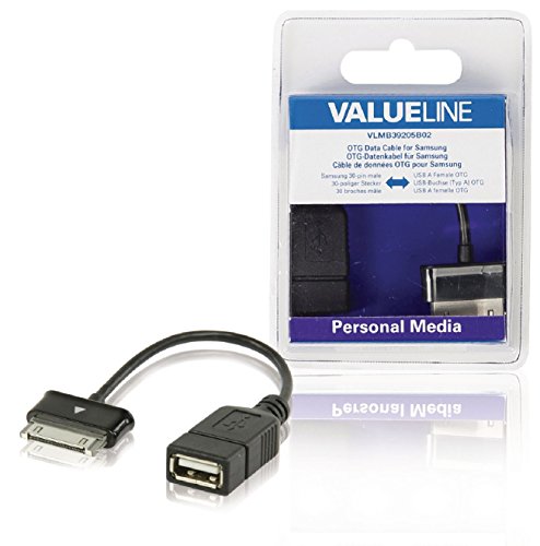 Valueline vlmb39205b02 0.2 m USB zu Samsung 30-P schwarz – USB Kabel (0,2 m, USB A, Samsung 30-P, Male Connector/Female Connector, schwarz, Kupfer) von Valueline