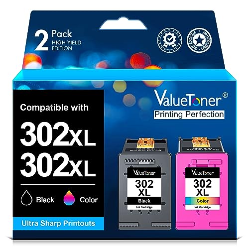 302 Multipack Wiederaufbereitet für HP 302 Druckerpatronen 302 XL 302XL für HP Envy 4525 4520 4527 4524 OfficeJet 3831 5230 3830 5220 4655 3835 3834 Deskjet 3630 3636 (302 XL Schwarz, 302 XL Farbe) von Valuetoner