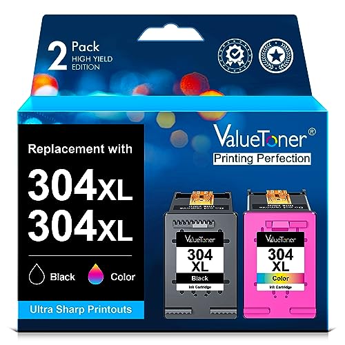 Valuetoner 304 XL Multipack Wiederaufbereitet Druckerpatronen Kompatibel für HP 304 Druckerpatronen für HP Envy 5030 5010 5000 5020 5032 Deskjet 2630 3750 3730 2622 2633 3720 3760 (Schwarz, Farbe) von Valuetoner