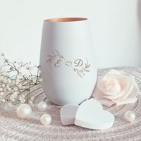 Windlicht Weiß/Gold - Kranz Mit Wunschbuchstaben von Vamari