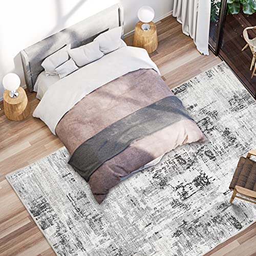 Vamcheer Teppich Wohnzimmer Kurzflor Moderner - Schlafzimmer Teppich Flauschiger,Waschbar Boho Teppich,Teppiche Groß für Arbeitszimmer, Büro,Super Weich, Anti-Rutsch,200x290 cm Beige/Grau von Vamcheer