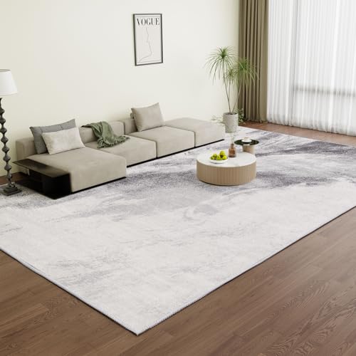 Vamcheer Teppich Wohnzimmer Kurzflor Moderner - Schlafzimmer Teppich Flauschiger,Waschbar Teppiche der Abstraktion,Teppiche Groß für Arbeitszimmer, Büro,Super Weich, Anti-Rutsch,Hellgrau 240x340 von Vamcheer