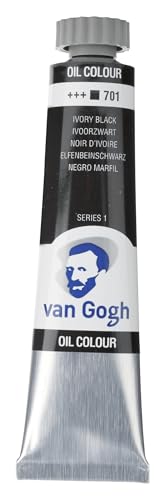 Van Gogh Ölfarbe - 20 ml Elfenbeinschwarz 701 - Hohe Pigmentierung & Abtönstärke - Lichtecht +++ - Serie 1 von Van Gogh