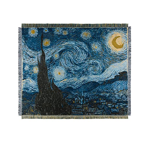 Van Gogh Sternennacht, bedruckt, dekorative Decke, 120 x 150 cm, Strickdecke, Wandteppich, Decke für Stuhl, Couch, Schlafzimmer, Wohnzimmer von Van Gogh