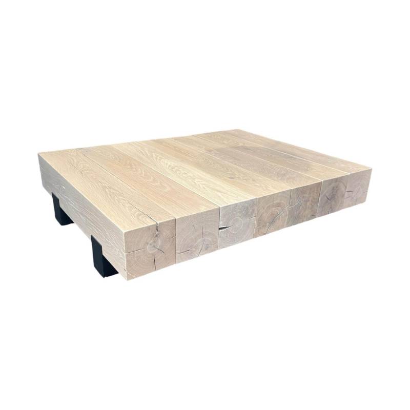 Beistelltisch Beam Platte Eiche Hirnholz White Pepper Gestell Metall Schwarz von Van Rossum