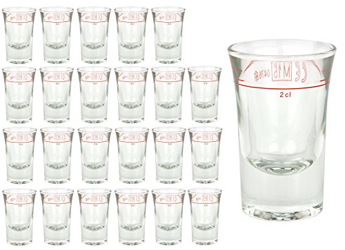 Van Well Set of 24 DUBLINO shot glasses with calibration line, 2 cl, calibrated, spirit glass with filling mark, stamper, shot glass, high-gloss branded glass, crystal clear Van Well Set of 24 DUBLINO shot glasses with calibration line, 2 cl, calibrated, spirit glass with filling mark, stamper, shot glass, high-gloss branded glass, crystal clear von Van Well