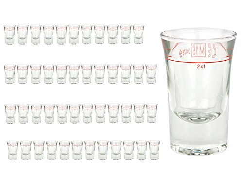 48er Set Schnapsglas DUBLINO mit Eichstrich, 2 cl, geeicht, Spirituosenglas mit Füllstrich, Stamper, Shot Glas, hochglänzendes Markenglas, glasklar von Van Well