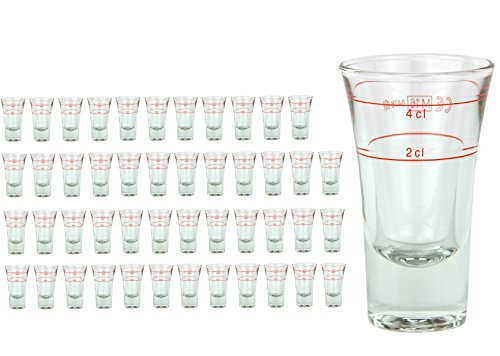 48er Set Schnapsglas DUBLINO mit Eichstrich, 2 cl + 4 cl in Einem, doppelt-geeichtes Spirituosenglas mit Füllstrich, Double Shot Glas, Stamper, hochglänzendes Markenglas, glasklar von Van Well