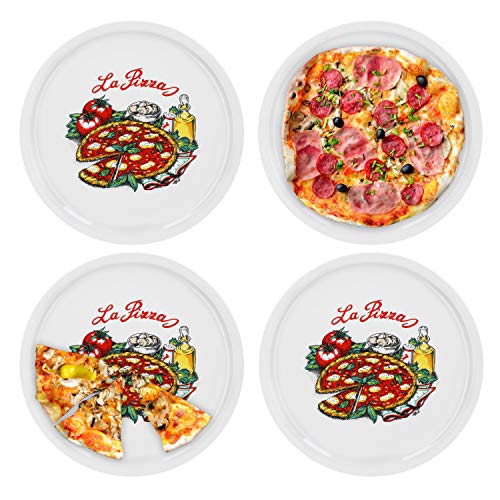 Van Well 4-er Set italienische Pizzateller groß ø 30,5cm Napoli – Porzellan XL Teller für Pizza & Pasta – Mikrowellen geeignet, spülmaschinenfest, gut stapelbar – Gastronomie- und zu Hause Geschirr von Van Well