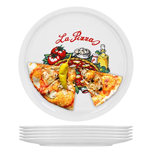 van Well 6-er Set italienische Pizzateller groß ø 30,5cm Napoli – Porzellan XL Teller für Pizza & Pasta – Mikrowellen geeignet, spülmaschinenfest, gut stapelbar – Gastronomie- und zu Hause Geschirr von Van Well