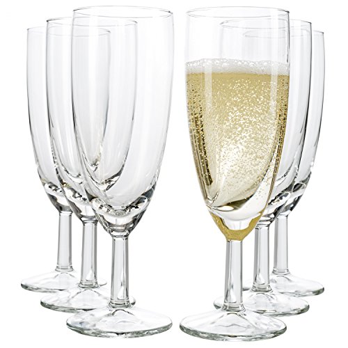 Van Well 6er Set Sektglas Royalty Standard, 18 cl, Ø 50 mm, H 160 mm, Sektflöte, Kelchglas, Champagner-u. Prosecco-Glas, Partyglas, glasklar, Gastronomie von Van Well