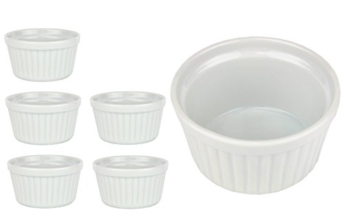 Van Well Ragoutförmchen 6er Set – Crème Brûlée Schälchen aus Porzellan – Spülmaschinengeeignet – Ofenfeste Dessertförmchen für Süßes & Herzhaftes von Van Well