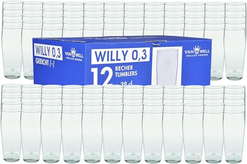 Van Well Willibecher 0,3l 120 Stk - Premium Biergläser 0,3 Liter - Robustes Bierglas, Spülmaschinengeeignet, Geeicht - Pint Gläser in Gastronomiequalität - Trinkglas 300 ml für Gastronmie und Zuhause von Van Well