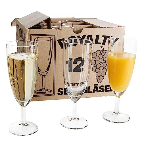 Van Well 24er Set Sektglas Royalty, Kelchglas, Sektflöte, 18 cl, H 160 mm, Ø 50 mm, Partyglas, glasklar, Gastronomie, Prosecco-u. Champagner-Glas von Van Well