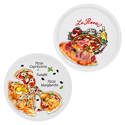 van Well 2-er Set italienische Pizzateller groß ø 30,5cm Napoli & Margherita – Porzellan XL Teller für Pizza & Pasta – Mikrowellen geeignet, spülmaschinenfest – Gastronomie- und zu Hause Geschirr von Van Well