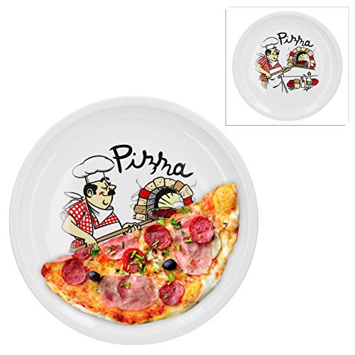 Van Well 2-er Set italienische Pizzateller groß ø 30,5cm Küchenchef – Porzellan XL Teller für Pizza & Pasta– Mikrowellen geeignet, spülmaschinenfest, stapelbar – Gastronomie- und zu Hause Geschirr von Van Well