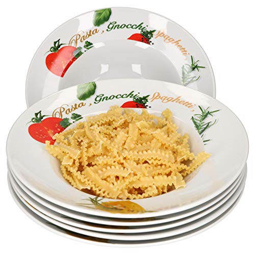 Van Well 6er Pasta-Teller-Set Milano mit Aufdruck I Ø 27 cm Porzellan-Teller I tiefe Nudelteller I Suppenteller mit breitem Rand I Design Pastateller bunt zum Servieren für Nudelgerichte Van Well 6er Pasta-Teller-Set Milano mit Aufdruck I Ø 27 cm Porzellan-Teller I tiefe Nudelteller I Suppenteller mit breitem Rand I Design Pastateller bunt zum Servieren für Nudelgerichte von Van Well