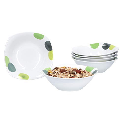 Van Well | 6er Set Müslischalen Rondo | 250-350 ml | kleine Servier-Schüssel für Suppe, Salat, Snacks u. Dessert | abstrakte Retro-Kreise | edles Porzellan von Van Well