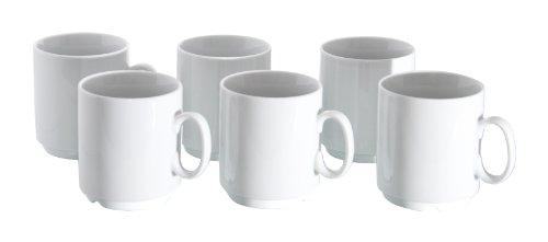 Van Well 6er Set Porzellan Kaffeebecher Profi 280ml weiß stapelbar von sufe