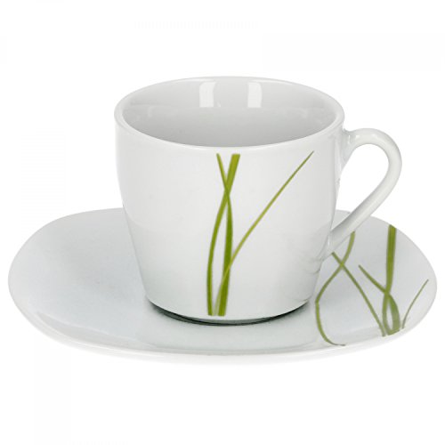 Van Well Bali Espressotasse + Untertasse im 2-TLG.-Set, Liniendekor, edles Marken-Porzellan von Van Well