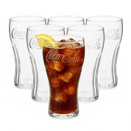 Van Well Coca-Cola Konturglas 6er Set – 0,30 l Gläser geeicht mit geprägtem Schriftzug – Spülmaschinengeeignet – Klassisches Softdrinkglas im Retro-Design Van Well Coca-Cola Konturglas 6er Set – 0,30 l Gläser geeicht mit geprägtem Schriftzug – Spülmaschinengeeignet – Klassisches Softdrinkglas im Retro-Design von Van Well