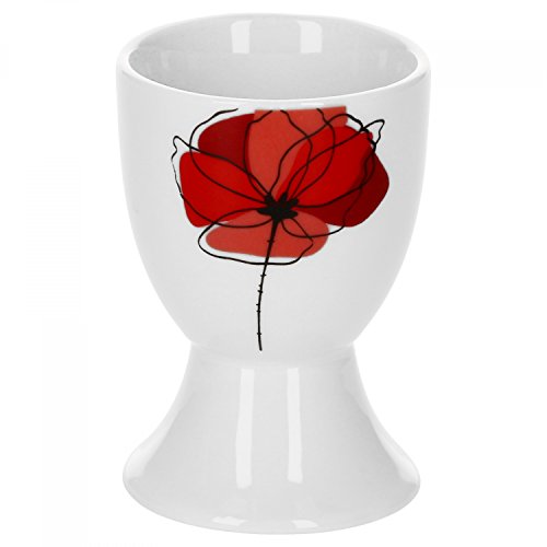 Van Well Eierbecher Monika | rund Ø 48 mm | H 70 mm | Eierständer hoch | Egg Cup | Mohn-Blume rot | edles Porzellan-Geschirr | Gastronomie von Van Well