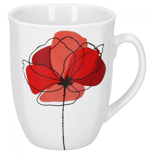 Van Well Monika Kaffeebecher, 330 ml, H 10,3 cm, Kaffeetasse, Blumendekor, edles Marken-Porzellan von Van Well