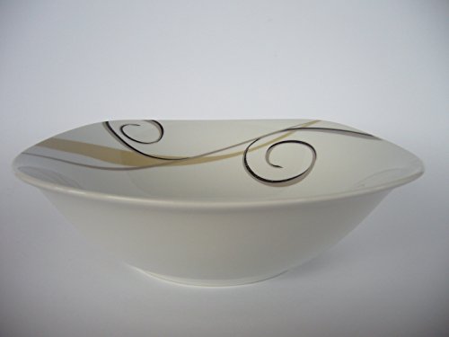 Van Well Salatschüssel 24cm, Gedrückt oder Geformt, Weiß, Klassisch, Mikrowellengeeignet, Porzellan von Van Well
