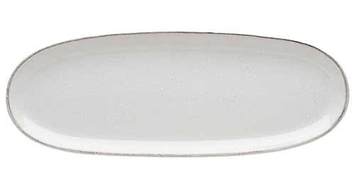 Van Well | URBAN Platte 34x12,5 cm creme - Steinzeug Servierplatte groß Buffet-Platte Käseplatte, zum Servieren & Dekorieren von Van Well
