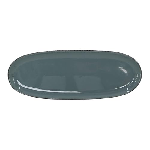 Van Well | URBAN Platte 34x12,5 cm grau - Steinzeug Servierplatte groß Buffet-Platte Käseplatte, zum Servieren & Dekorieren von Van Well