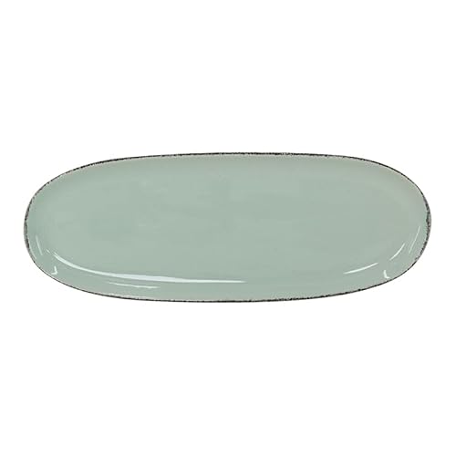 Van Well | URBAN Platte 34x12,5 cm grün - Steinzeug Servierplatte groß Buffet-Platte Käseplatte, zum Servieren & Dekorieren von Van Well
