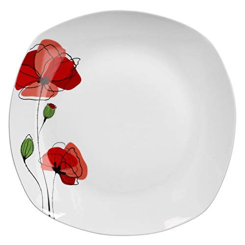Van Well XL-Buffetplatte Monika 285 x 285 mm | quadratischer Servier-Teller | Essteller groß | abstraktes Design | Porzellan-Geschirr | Gastronomie von Van Well