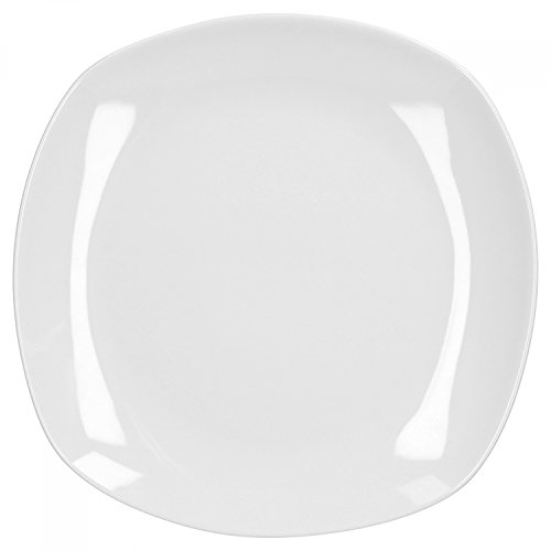 van Well Lilli Speiseteller Porzellan Weiß 250 x 250mm – flacher Teller mit klassischem, glänzendem Design - quadratische Form – Menüteller für Restaurants, Hotels oder zu Hause von Van Well