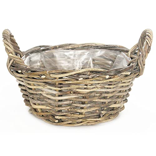 Blumentopf Schale Rattan Grau D35H15 Von der Leeden von Van der Leeden