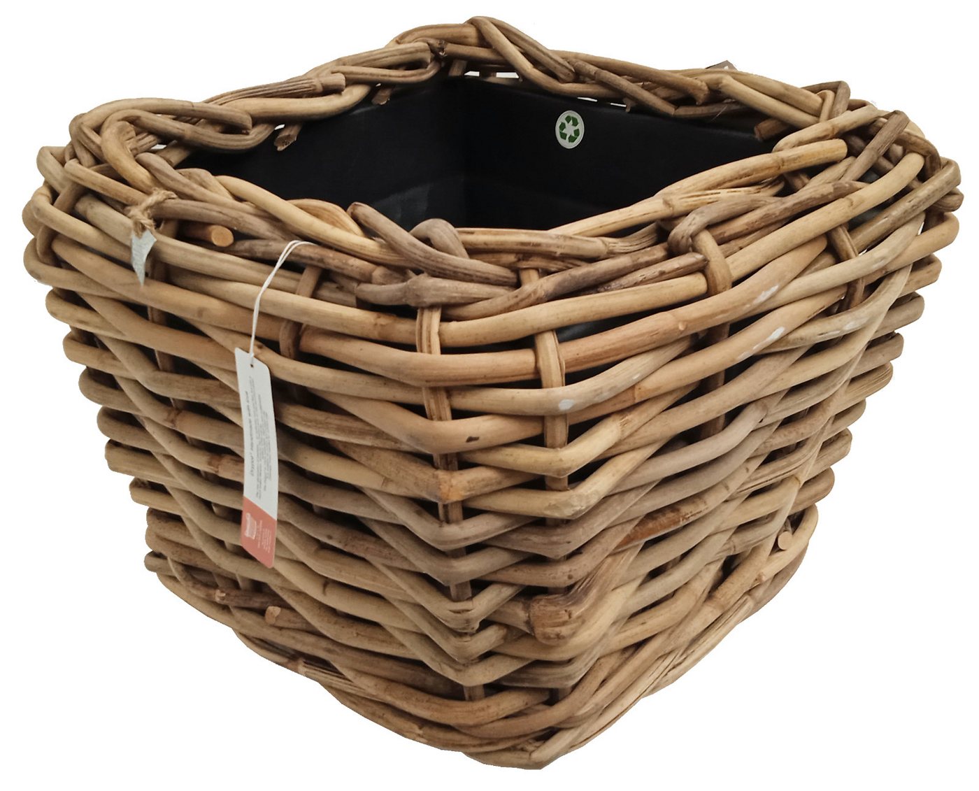 Van der Leeden Blumentopf Blumenkorb Pflanzkorb Topf 48x48x37cm Rattan Weide Sylter Korb Drypot (1 St), Braun, Quadratisch, 50 Liter, Naturprodukt, Kunststoffeimer von Van der Leeden