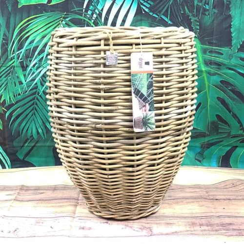 Van der Leeden DRYPOT® Rattan Pflanzkübel Grau Ø 40 cm - Sylter Körbe von Van der Leeden