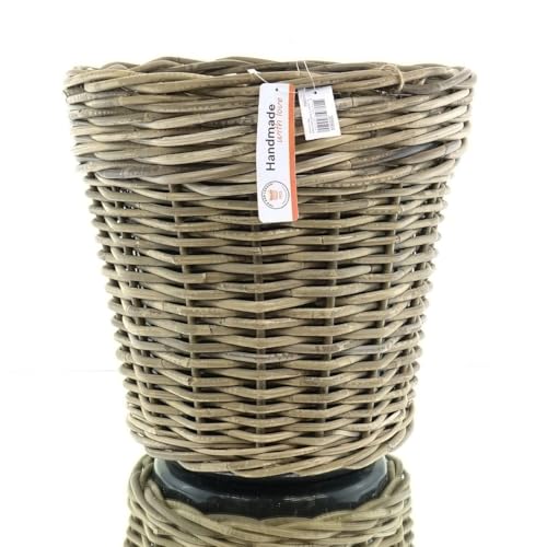 Van der Leeden DRYPOT® Rattan Pflanzkübel Grau Ø 43 cm - Sylter Körbe von Van der Leeden