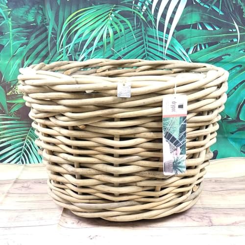 Van der Leeden DRYPOT® Rattan Pflanzkübel Grau Ø 59 cm - Sylter Körbe von Van der Leeden