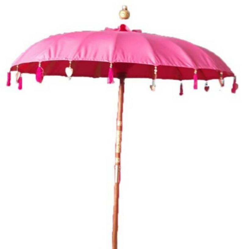 Van der Leeden Sonnenschirm Balischirm Dekofschirm Stoffschirm Ø185CM Pink/Gelb / Türkis, Bali Schirm, Baumwolle, Handmade, Ø 185 cm, Gartenschirm von Van der Leeden