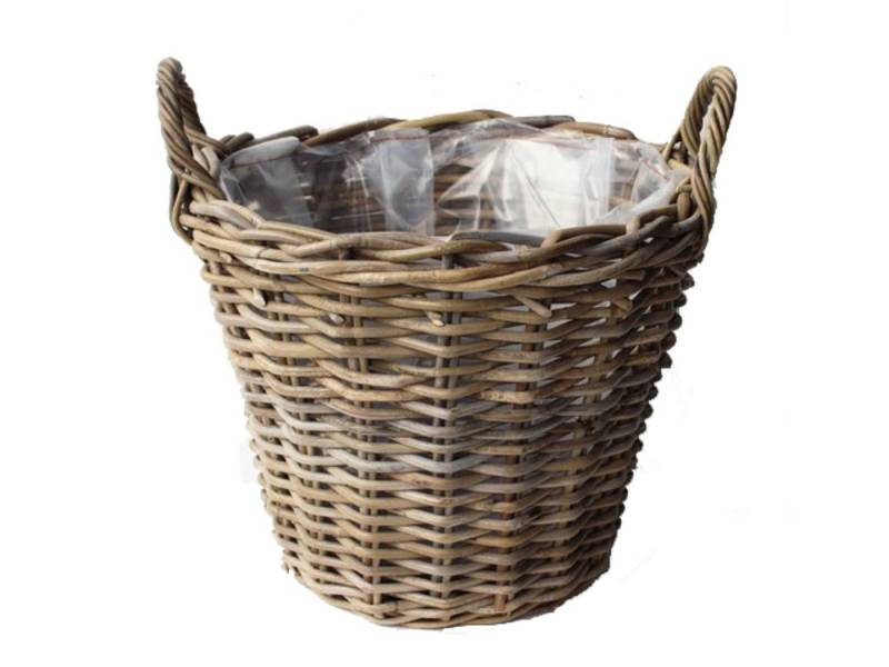 Van der Leeden Weidenkorb Blumenkorb Blumentopf Pflanzkübel Rattan Weide (1 St), Rattankorb, Naturprodukt, Pflanzenkorb, mit Innenfolie von Van der Leeden