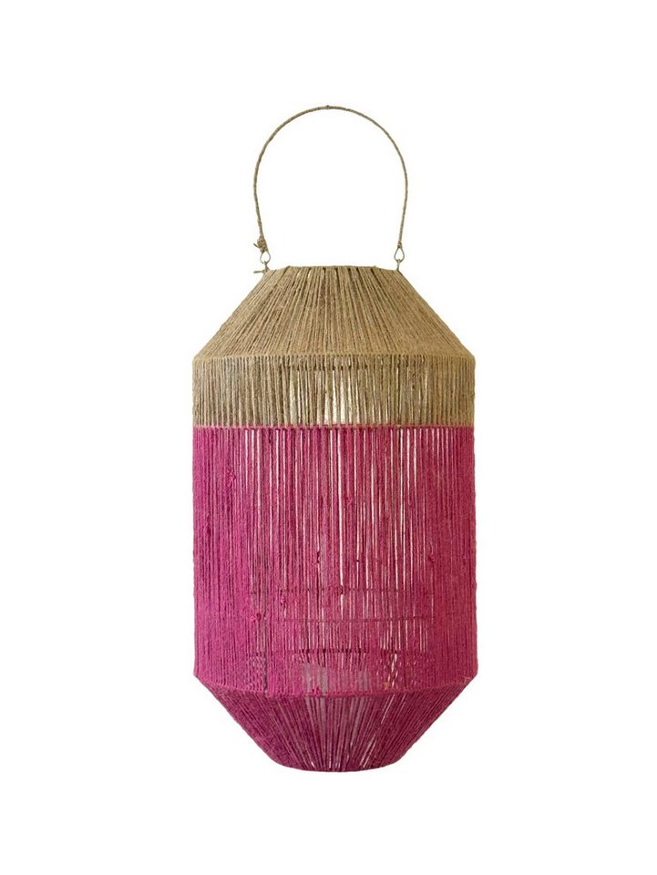 Van der Leeden Windlicht Van der Leeden Laterne PINK Jute Natur/Fuchsia, Ø 34cm H 60cm von Van der Leeden