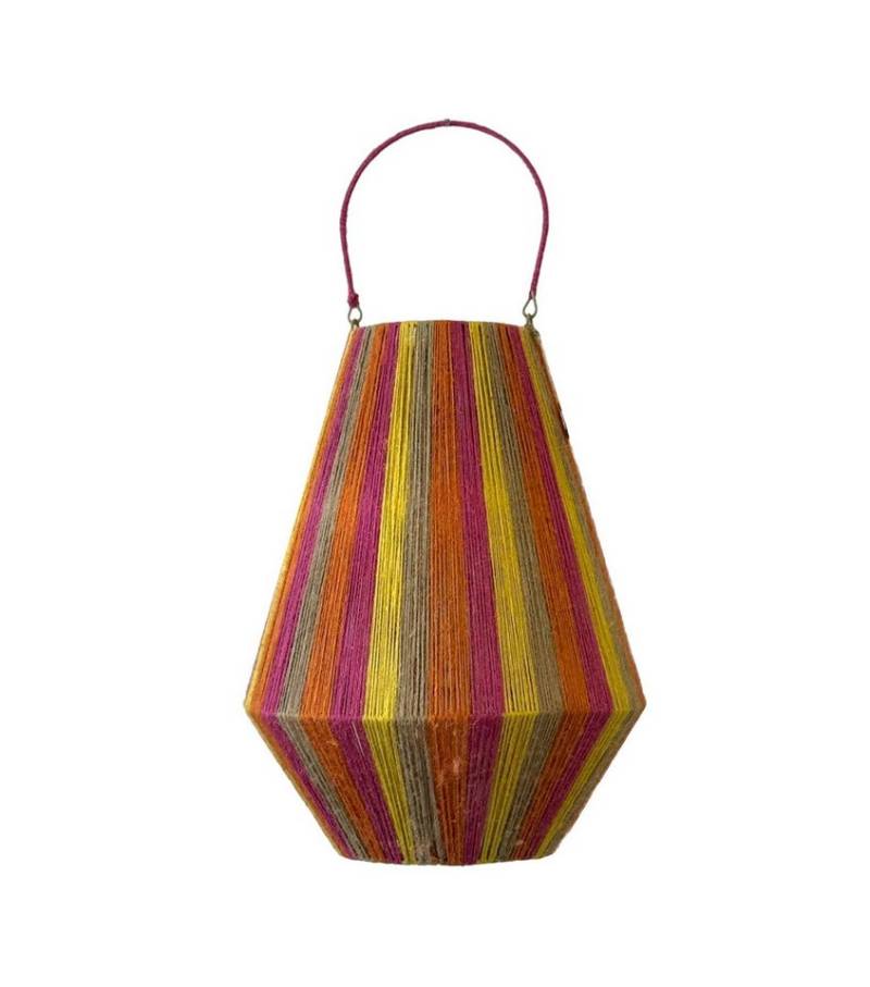 Van der Leeden Windlicht Van der Leeden Laterne STRIPED Jute Natur/Gelb/Orange/Fuchsia L, Ø von Van der Leeden